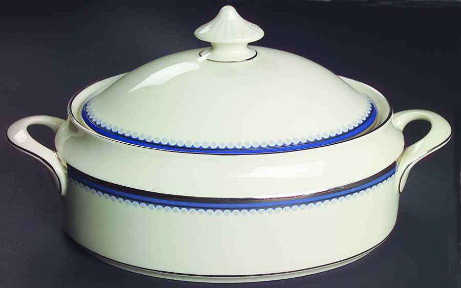 Clifton (Platinum Trim) Oval Covered Vegetable by Minton-1