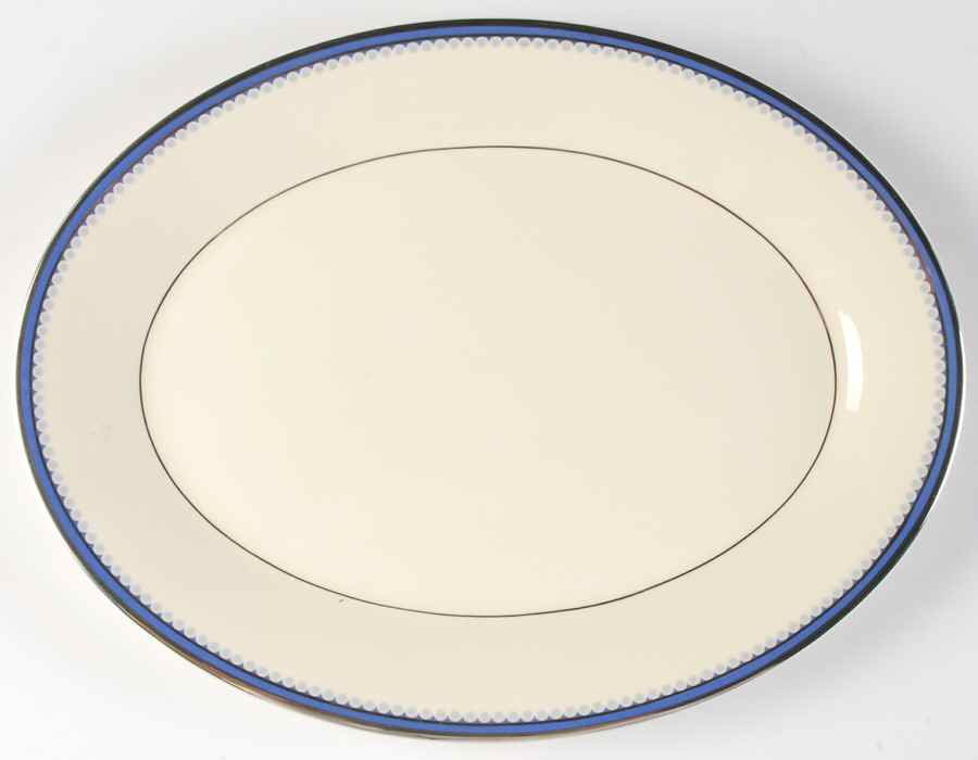 Clifton (Platinum Trim) 13" Oval Serving Platter by Minton-1