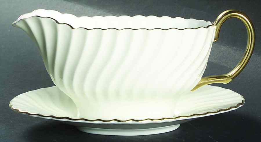 Clifton (Gold Trim) Gravy Boat & Underplate by Minton-1