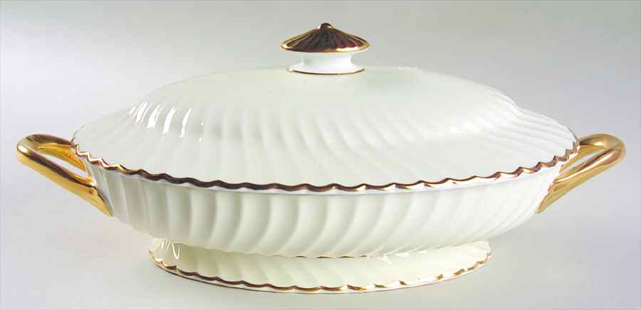 Clifton (Gold Trim) Oval Covered Vegetable by Minton-1