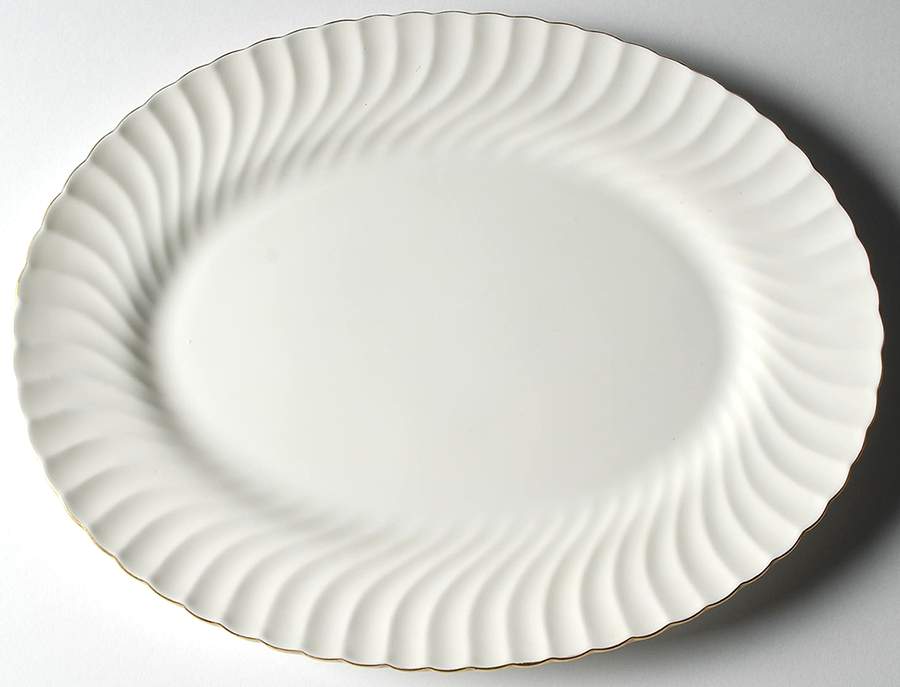Clifton (Gold Trim) 15" Oval Serving Platter by Minton-1