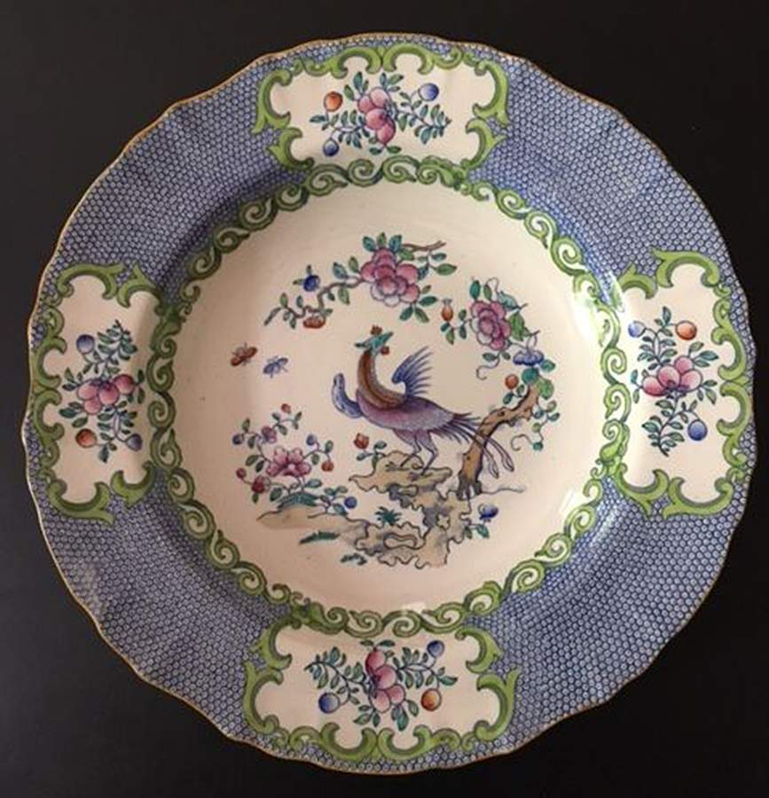 Cockatrice Blue Rim Soup Bowl by Minton-1