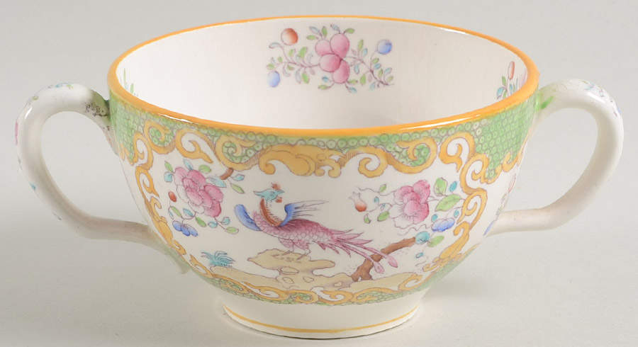 Cockatrice Green (Smooth, Yellow Trim) Flat Bouillon Cup by Minton-1