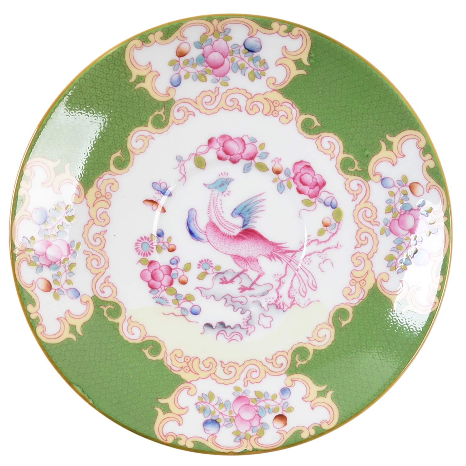 Cockatrice Green (Smooth, Yellow Trim) Saucer by Minton-1