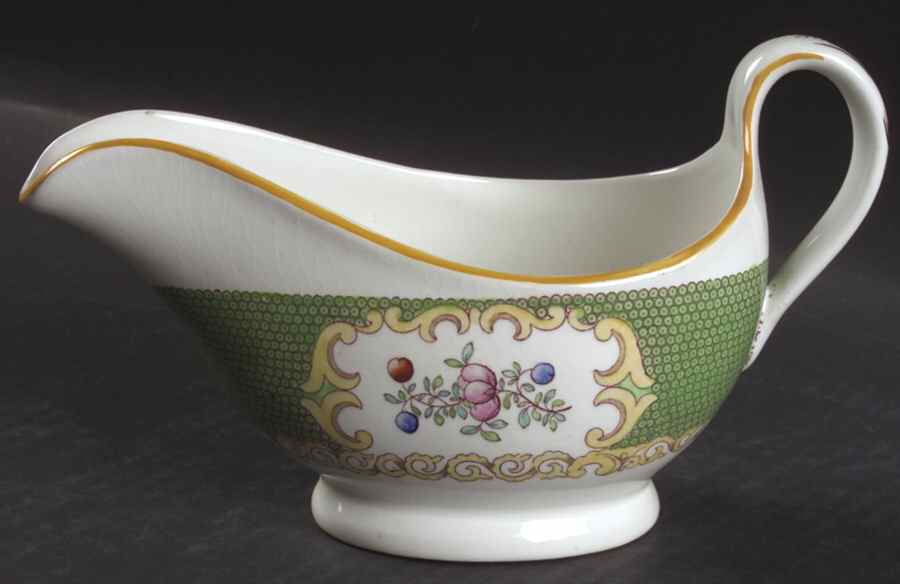Cockatrice Green (Smooth, Yellow Trim) Gravy Boat by Minton-1