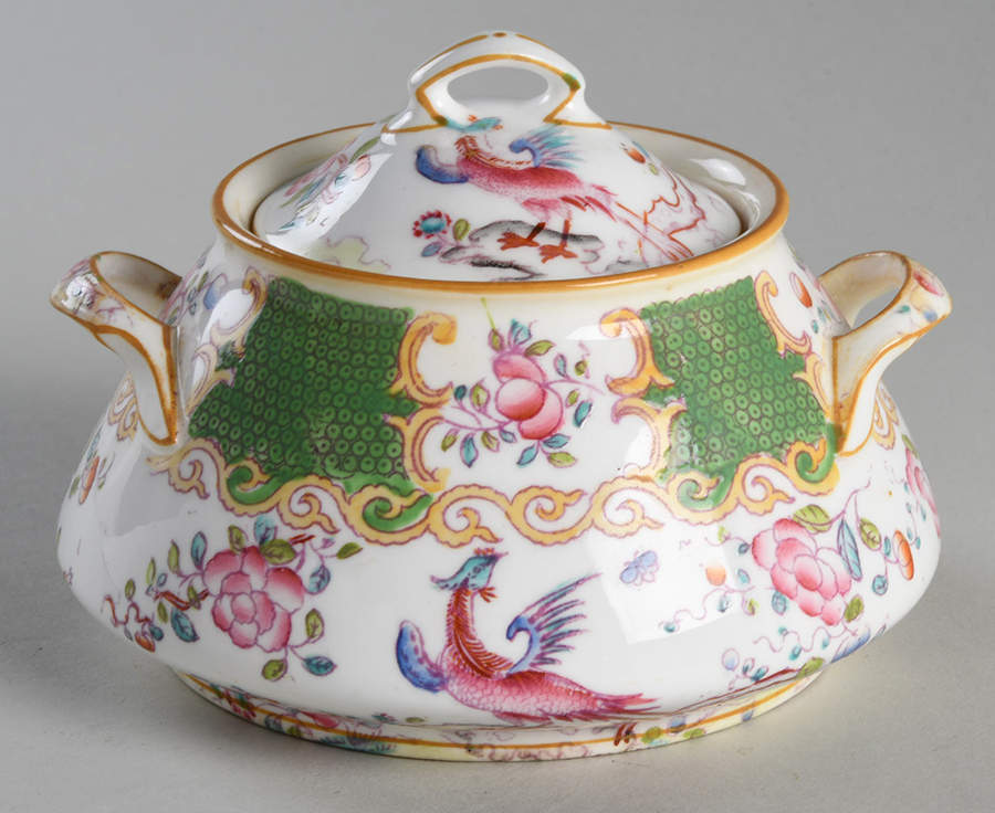 Cockatrice Green (Smooth, Globe Backstmp) Sugar Bowl & Lid by Minton-1