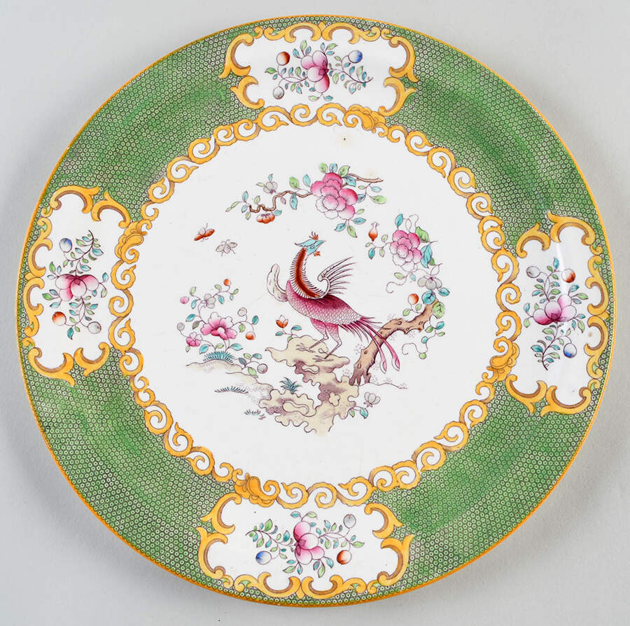 Cockatrice Green (Smooth, Globe Backstmp) Cake Plate by Minton-1