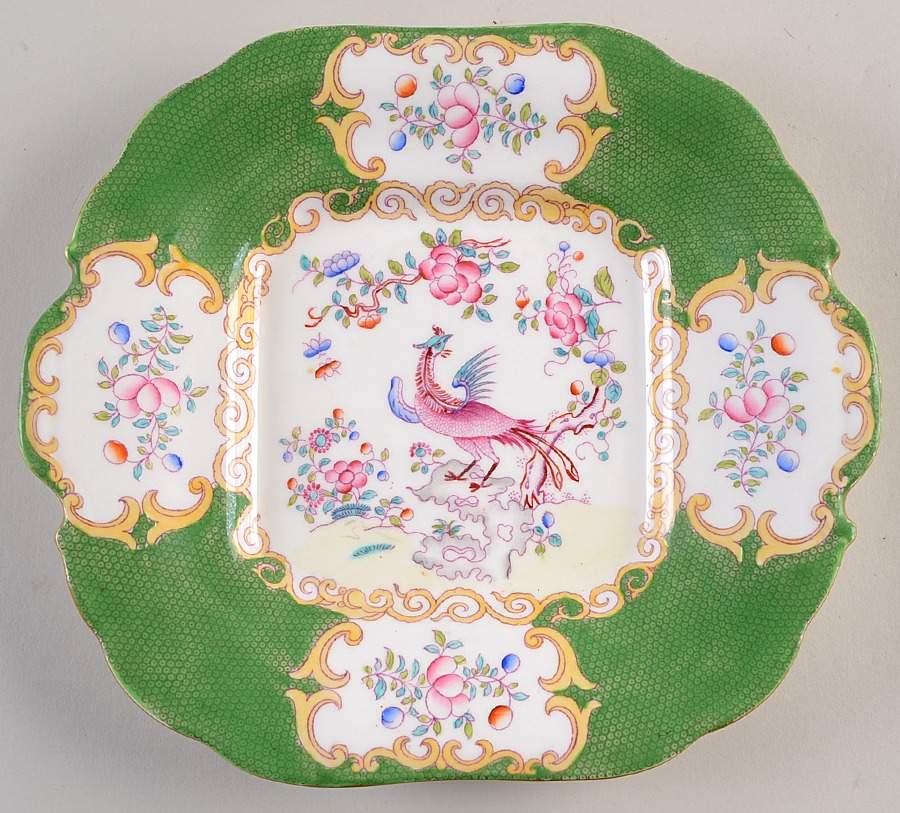 Cockatrice Green (Smooth, Globe Backstmp) Handled Cake Plate by Minton-1