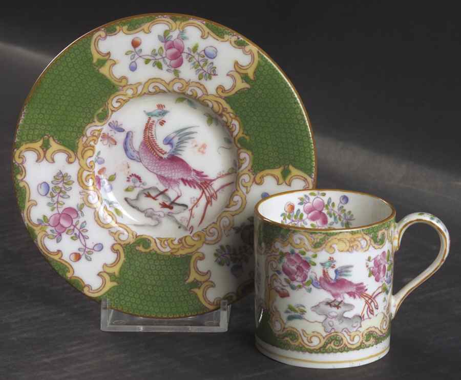 Cockatrice Green (Smooth, Globe Backstmp) Flat Demitasse Cup & Saucer Set by Minton-1