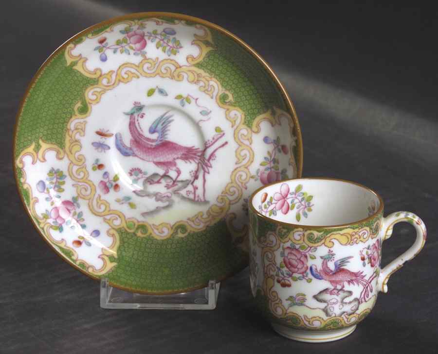 Cockatrice Green (Smooth, Globe Backstmp) Footed Demitasse Cup & Saucer Set by Minton-1
