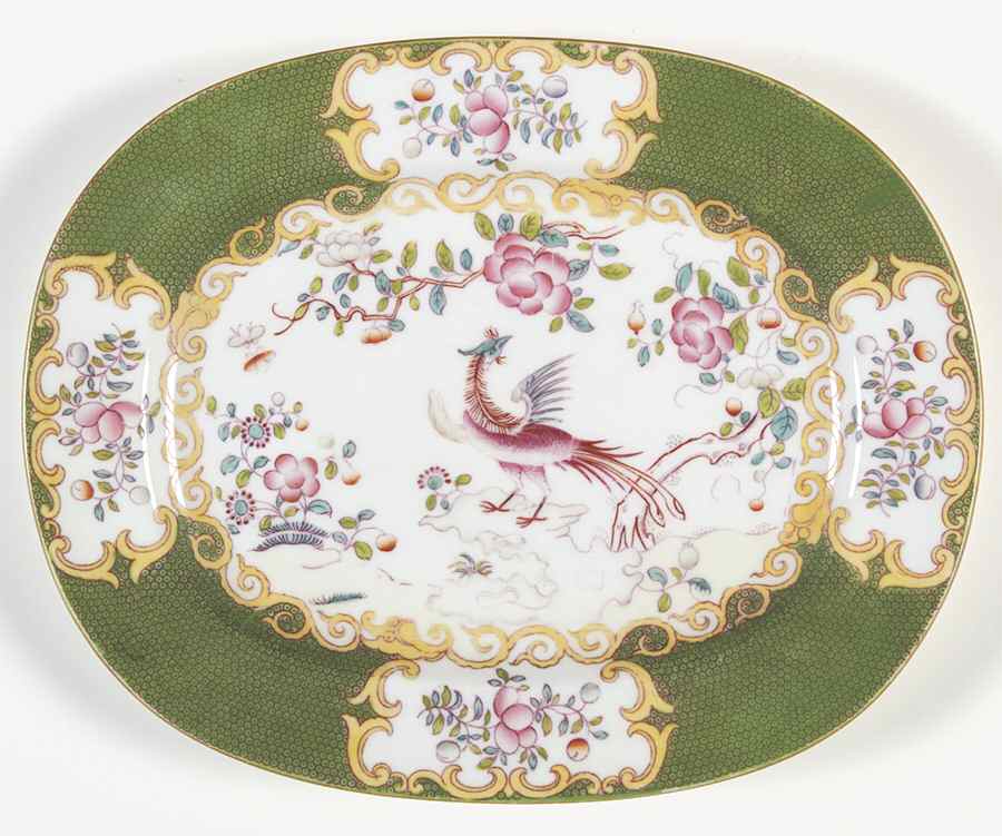 Cockatrice Green (Smooth, Globe Backstmp) 10" Rectangular Serving Platter by Minton-1