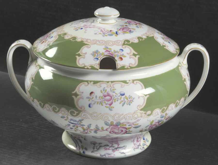 Cockatrice Green (Smooth, Globe Backstmp) Tureen &  Lid by Minton-1