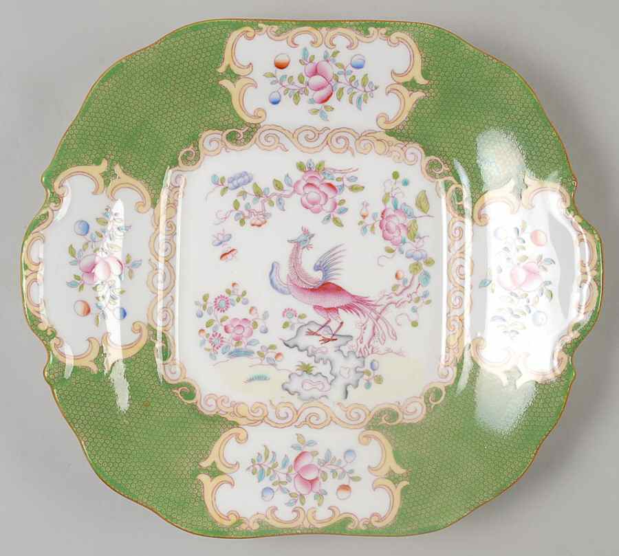 Cockatrice Green (Smooth, Globe Backstmp) Handled Cake Plate by Minton-1