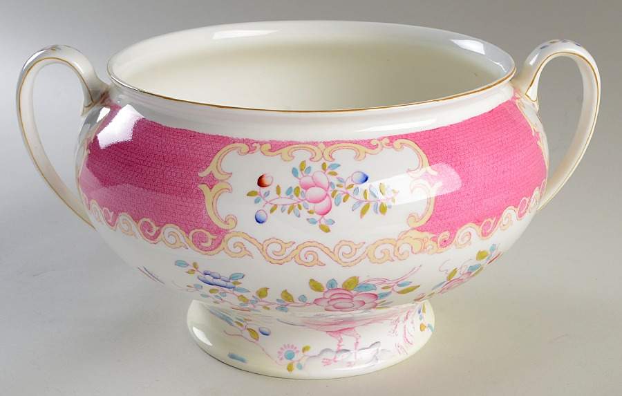 Cockatrice Pink (Smooth, Wreath Backstamp) Tureen No Lid by Minton-1