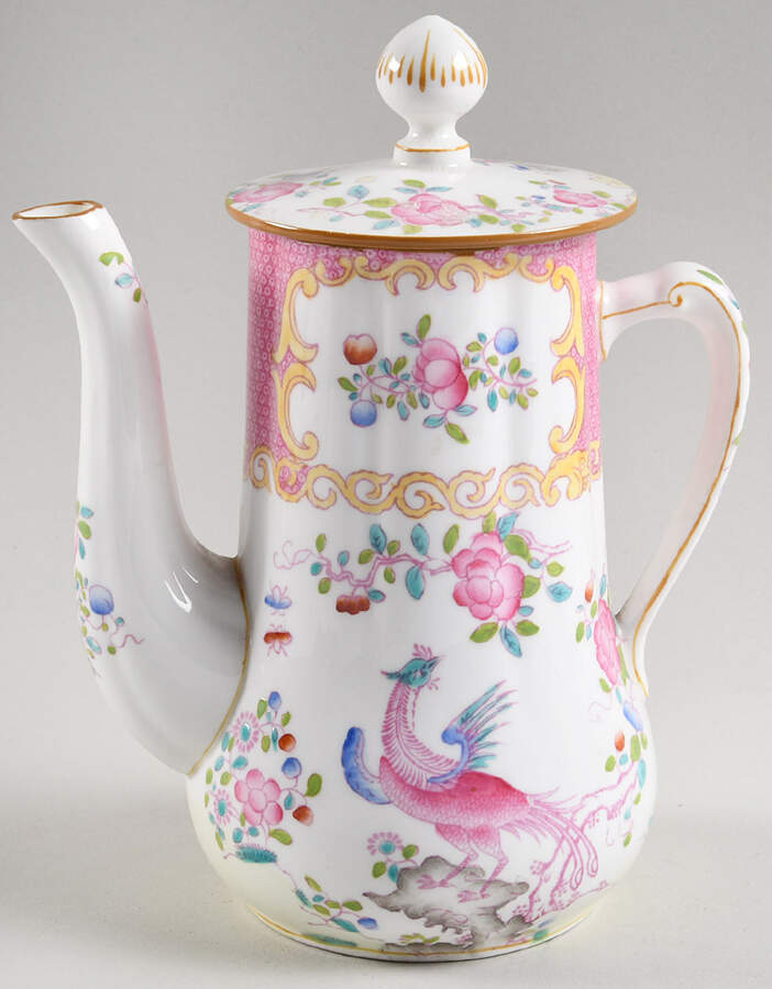Cockatrice Pink (Smooth, Wreath Backstamp) Mini Coffee Pot & Lid by Minton-1