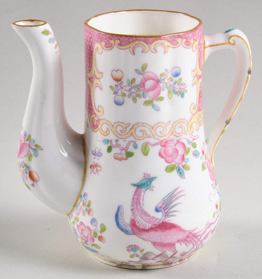 Cockatrice Pink (Smooth, Wreath Backstamp) Individual Coffee Pot No Lid by Minton-1