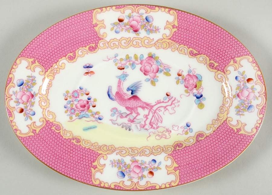 Cockatrice Pink (Smooth, Wreath Backstamp) Relish/Gravy Underplate by Minton-1