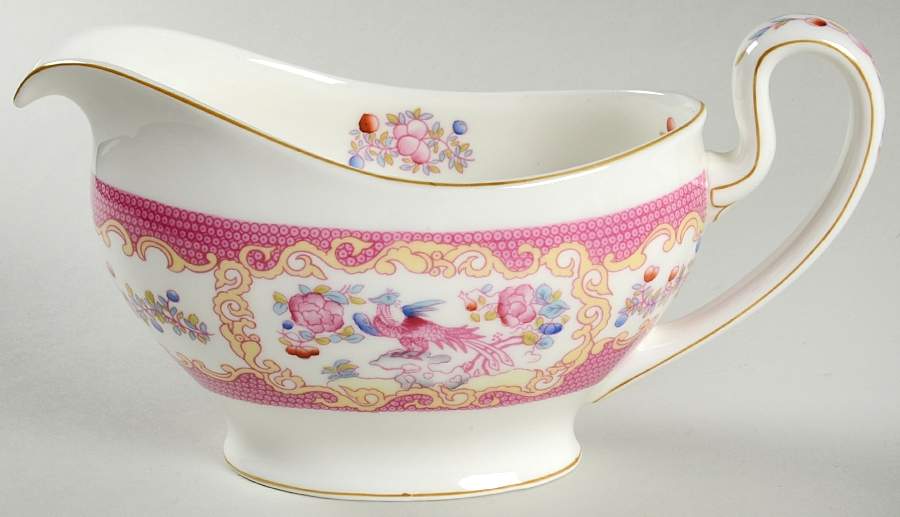 Cockatrice Pink (Smooth, Wreath Backstamp) Gravy Boat by Minton-1