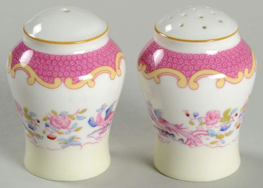 Cockatrice Pink (Smooth, Wreath Backstamp) Salt & Pepper Set by Minton-1