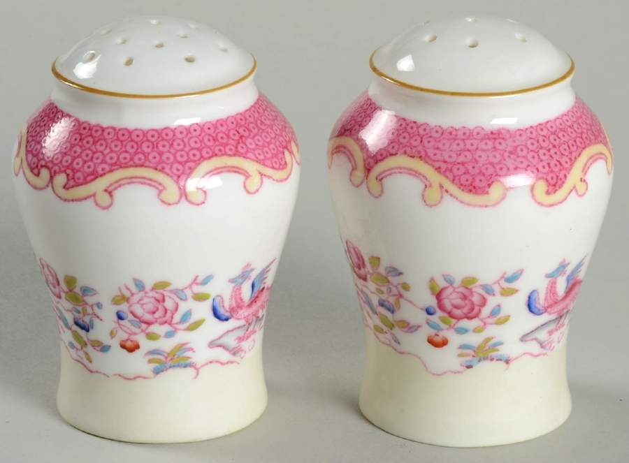 Cockatrice Pink (Smooth, Wreath Backstamp) Salt & Pepper Set by Minton-1