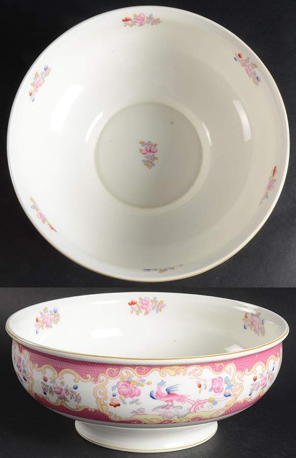 Cockatrice Pink (Smooth, Wreath Backstamp) 10" Large Salad Serving Bowl by Minton-1