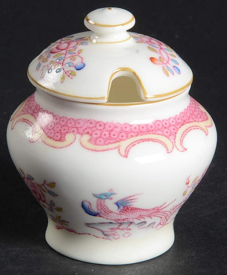Cockatrice Pink (Smooth, Wreath Backstamp) Mustard Jar & Lid by Minton-1