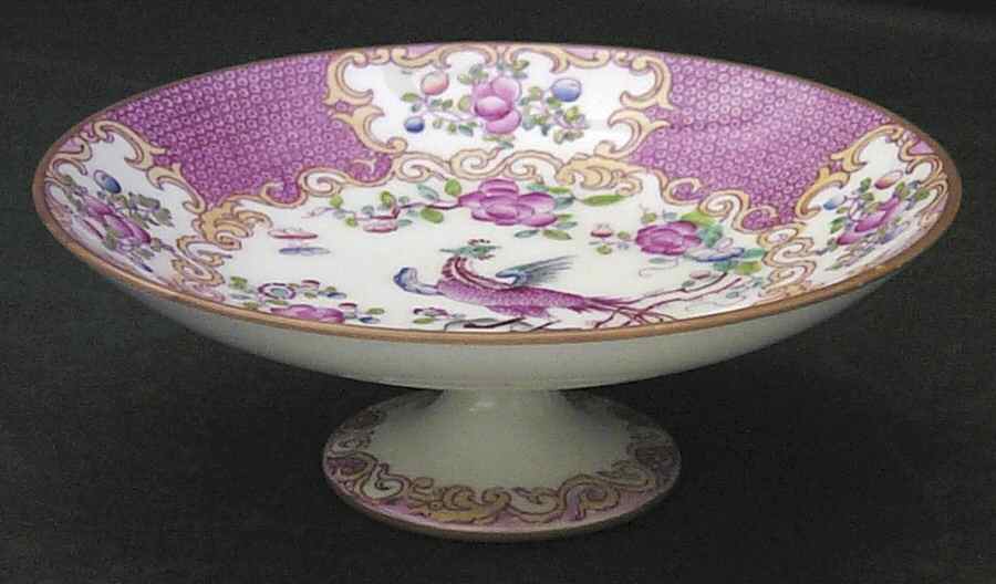 Cockatrice Pink (Smooth, Wreath Backstamp) Compote by Minton-1