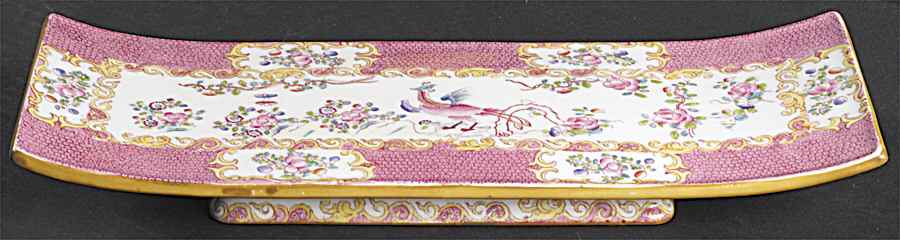 Cockatrice Pink (Smooth, Wreath Backstamp) Footed Rectangular Display Stand by Minton-1