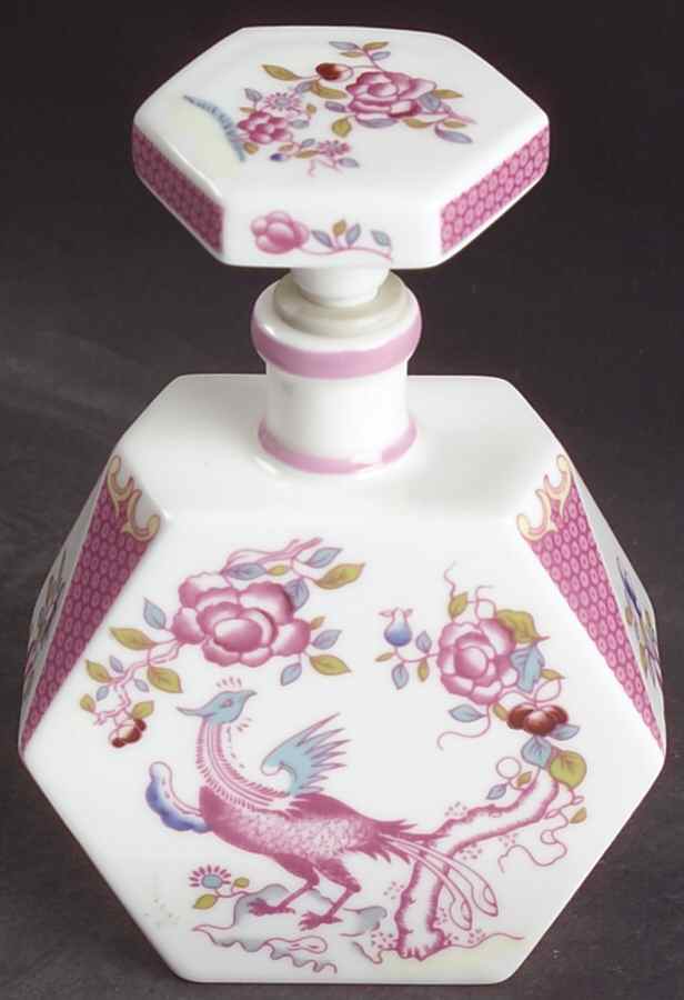 Cockatrice Pink (Smooth, Wreath Backstamp) Perfume Bottle with Stopper by Minton-1