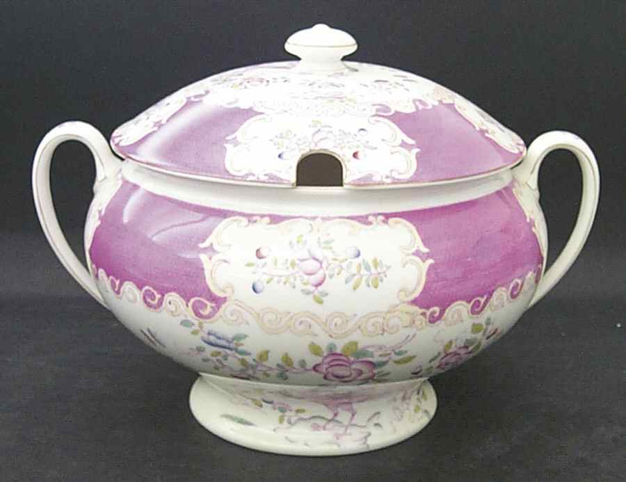 Cockatrice Pink (Smooth, Wreath Backstamp) Tureen &  Lid by Minton-1