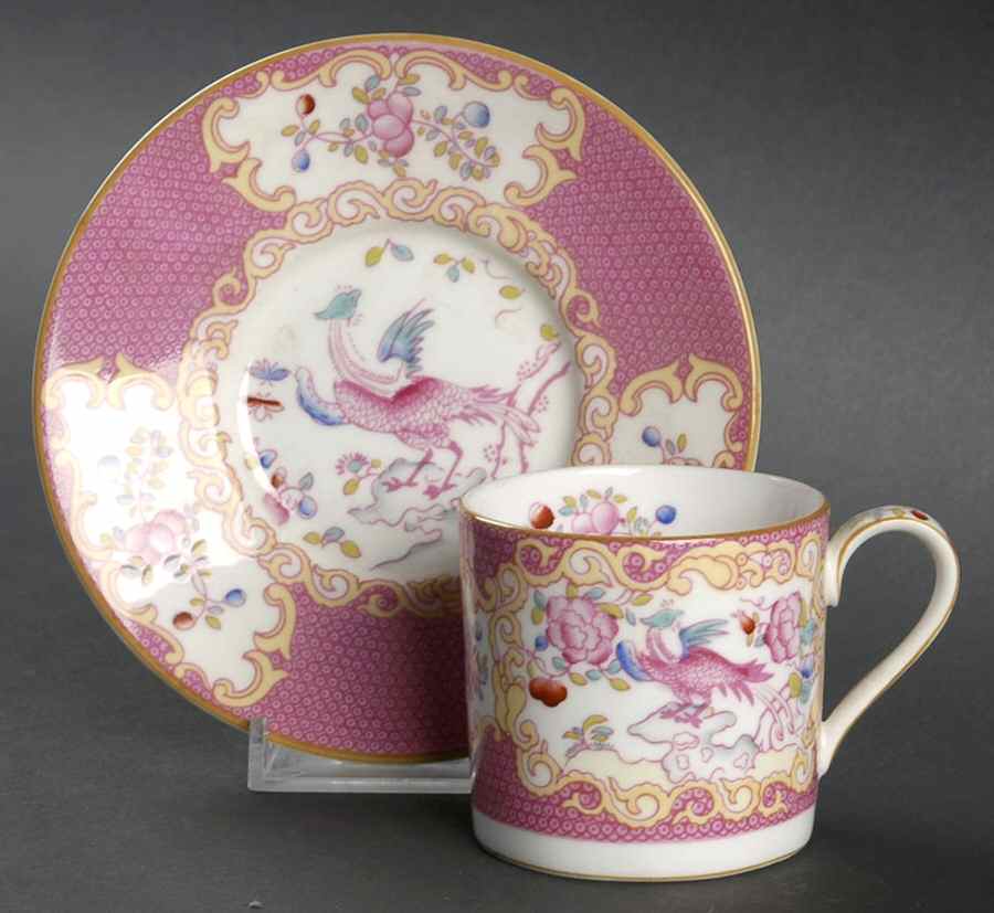 Cockatrice Pink (Smooth, Wreath Backstamp) Flat Demitasse Cup & Saucer Set by Minton-1