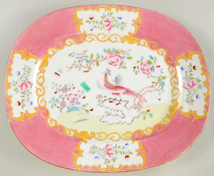 Cockatrice Pink (Smooth, Wreath Backstamp) 14" Oval Serving Platter by Minton-1
