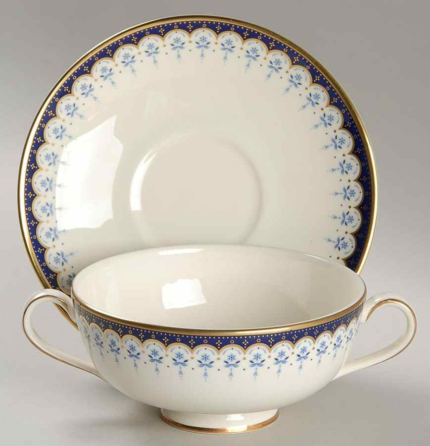 Consort Footed Cream Soup Bowl & Saucer Set by Minton-1