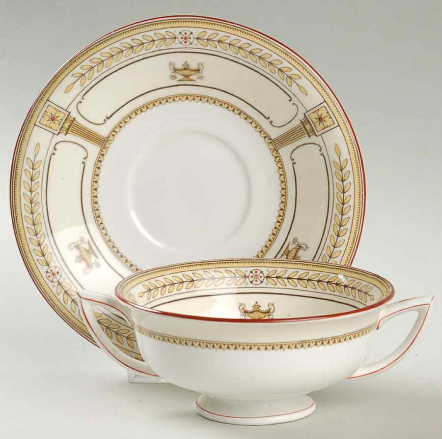 Corinth Footed Cream Soup Bowl & Saucer Set by Minton-1