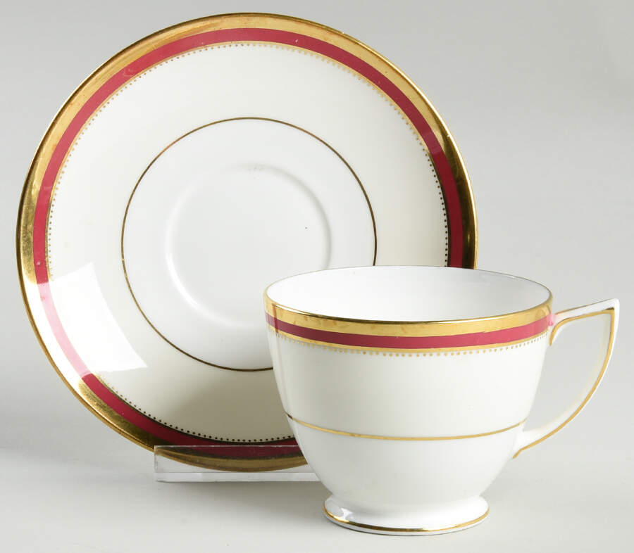 Crimson Ivory Footed Cup & Saucer Set by Minton-1