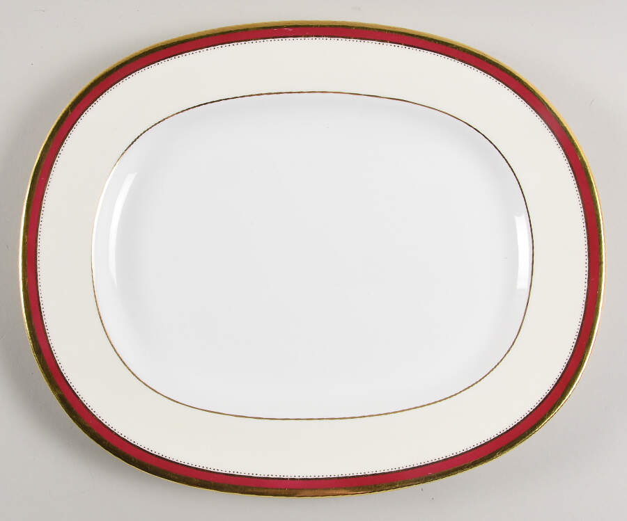 Crimson Ivory 13" Oval Serving Platter by Minton-1