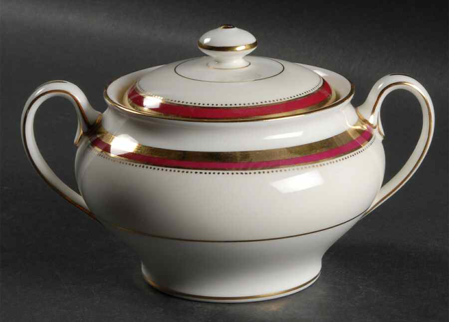 Crimson Ivory Sugar Bowl & Lid by Minton-1