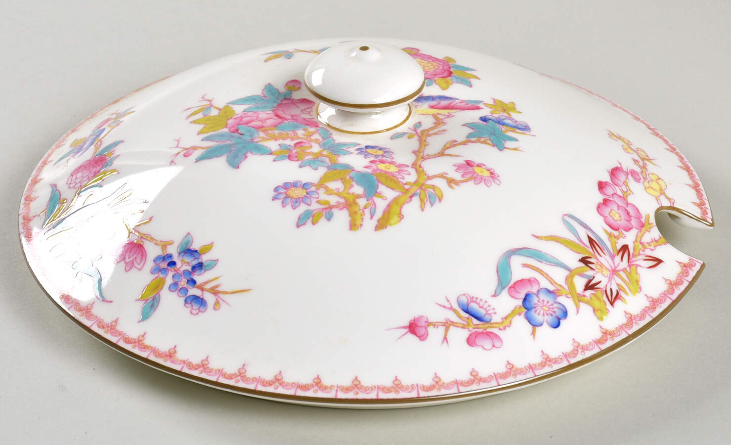 Cuckoo (Smooth, White, Wreath Bkstp) Lid for Tureen by Minton-1