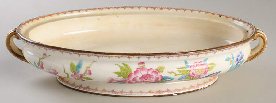Cuckoo (Smooth, White, Wreath Bkstp) Oval Vegetable No Lid by Minton-1