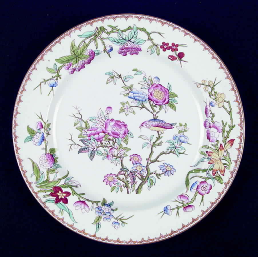Cuckoo (Smooth, White, Wreath Bkstp) Dinner Plate by Minton-1