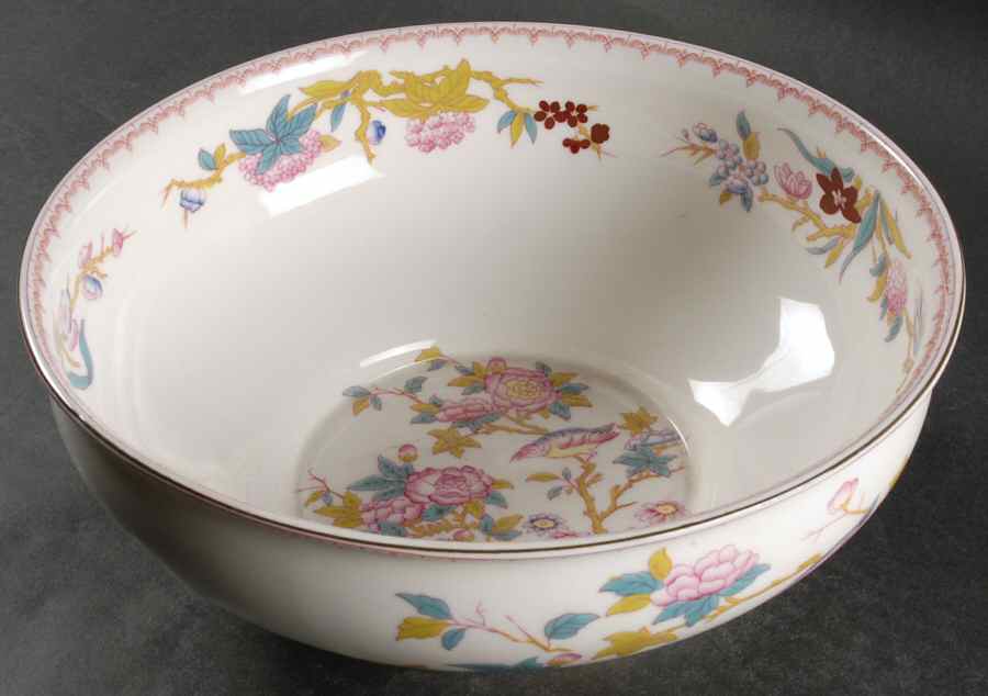 Cuckoo (Smooth, White, Wreath Bkstp) 9" Salad Serving Bowl by Minton-1