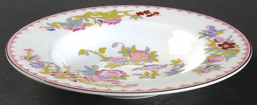 Cuckoo (Smooth, White, Wreath Bkstp) Rim Soup Bowl by Minton-1