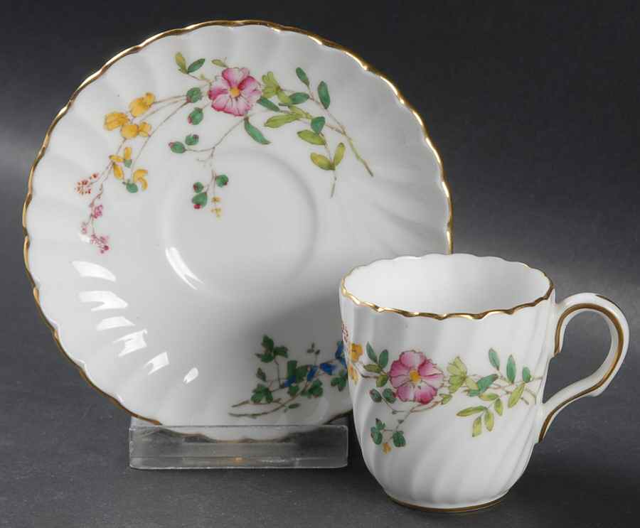 Dainty Sprays Flat Demitasse Cup & Saucer Set by Minton-1
