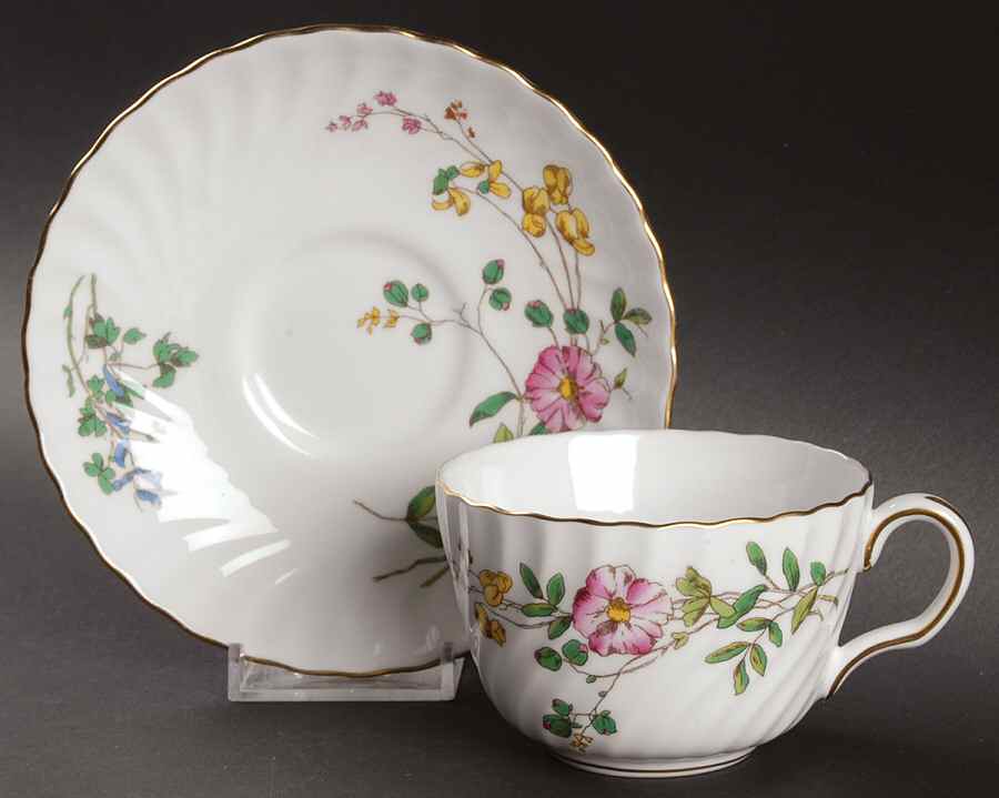 Dainty Sprays Flat Cup & Saucer Set by Minton-1
