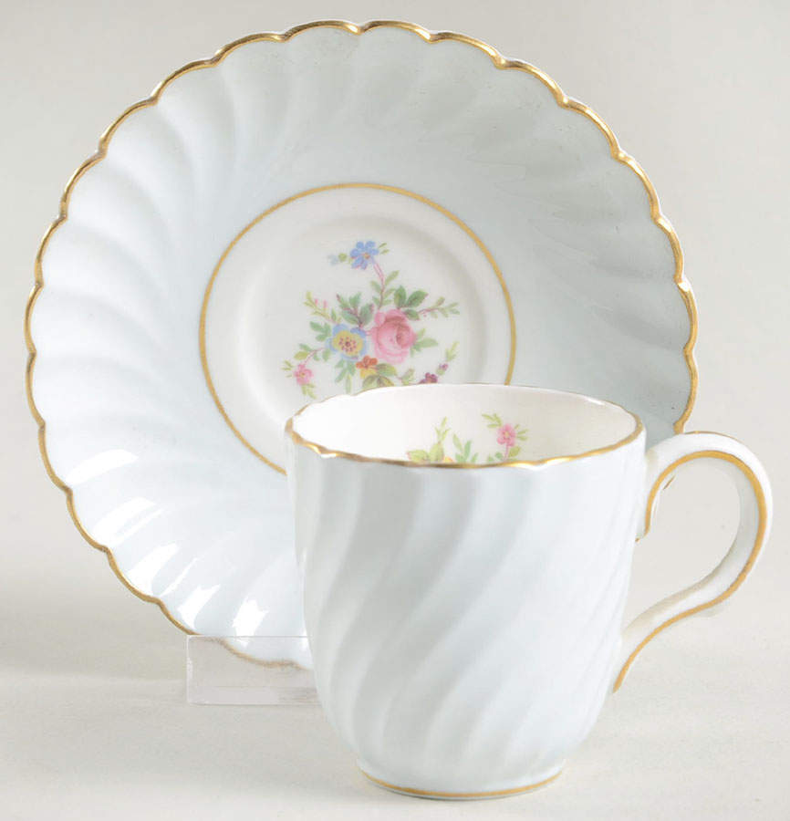 Dawn Blue Flat Demitasse Cup & Saucer Set by Minton-1
