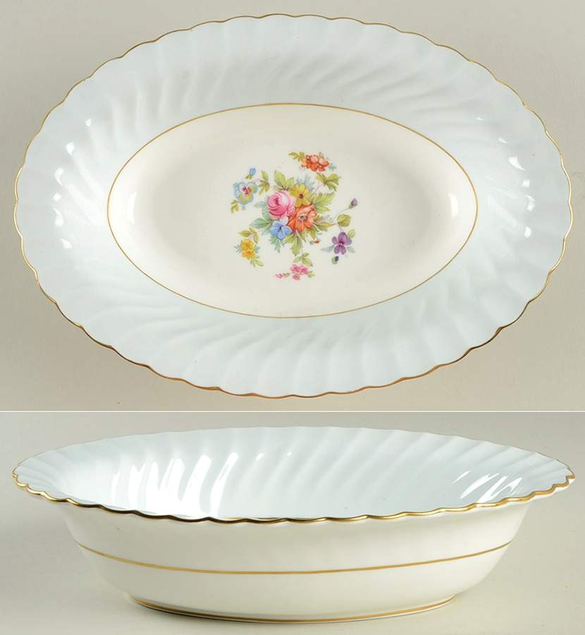 Dawn Blue 9" Oval Vegetable Bowl by Minton-1