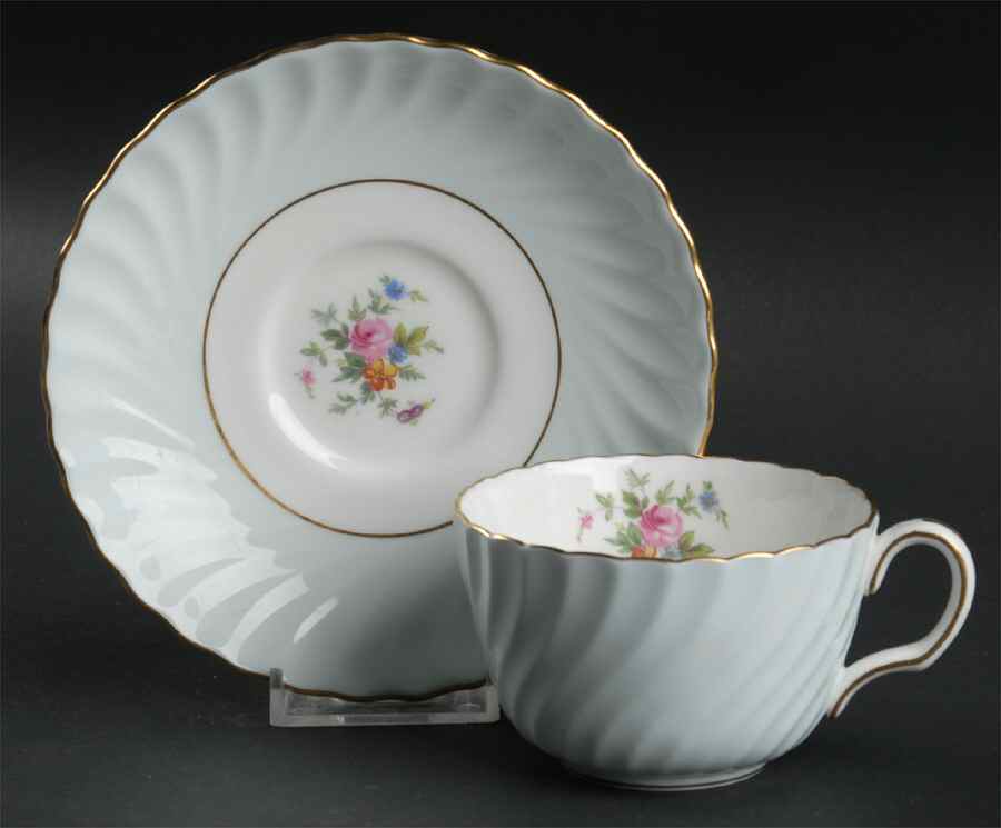 Dawn Blue Flat Cup & Saucer Set by Minton-1