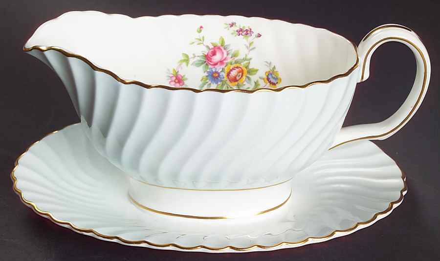 Dawn Blue Gravy Boat with Attached Underplate by Minton-1