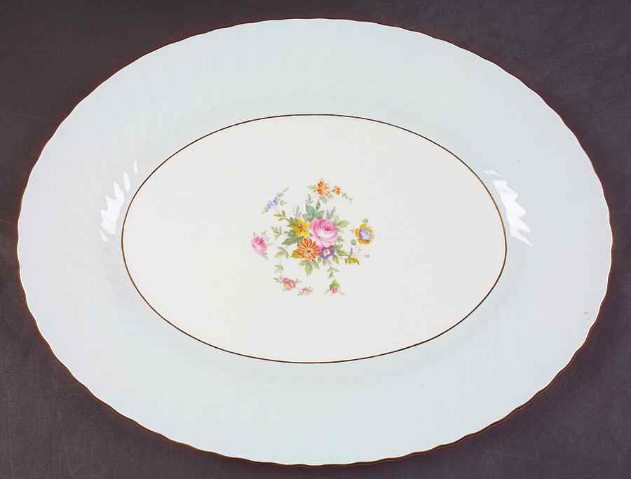 Dawn Blue 15" Oval Serving Platter by Minton-1