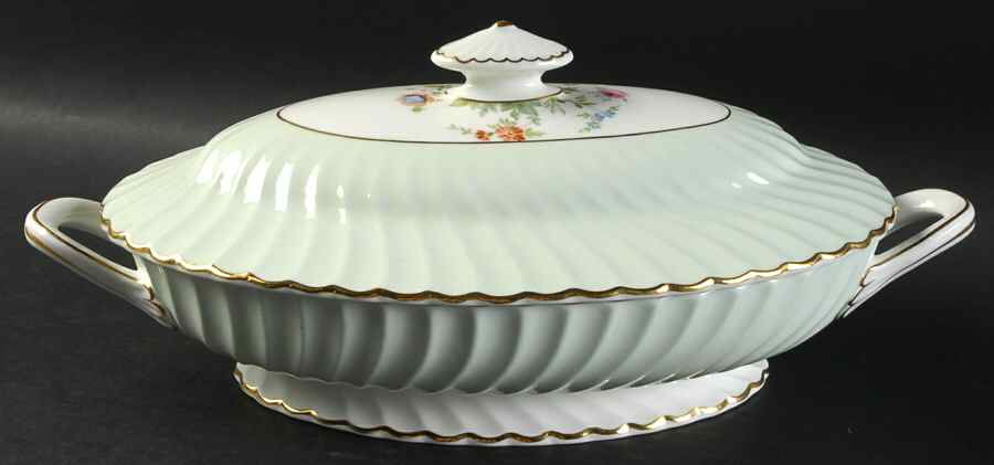 Dawn Pale Green Oval Covered Vegetable by Minton-1